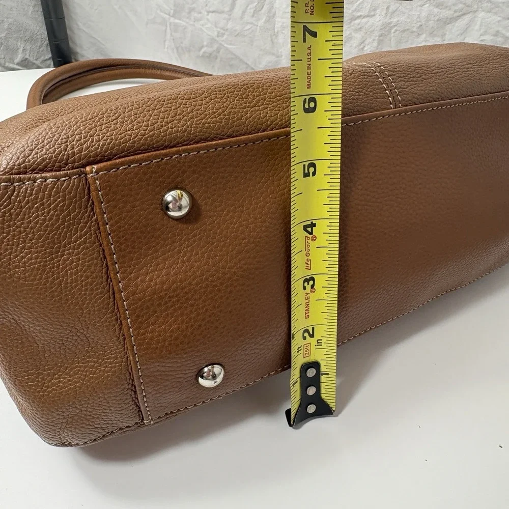 Tignanello‎ Caramel Graham Cracker Brown Pebbled Leather Hobo Bag Silver Y2K 15